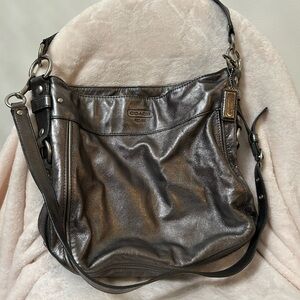 Coach Shimmering Silver Leather Shoulder Bag